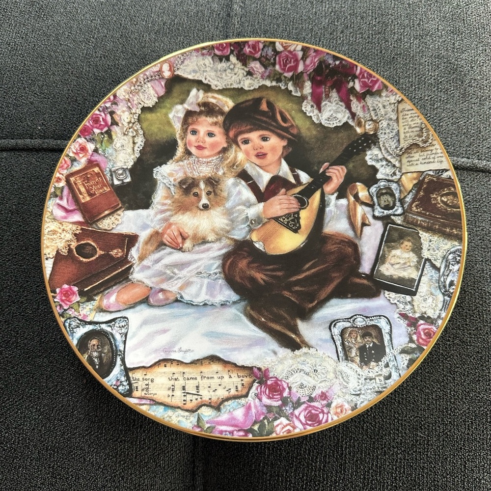 The Bradford Exchange Vintage Children Plate with Pink and Gold Accents